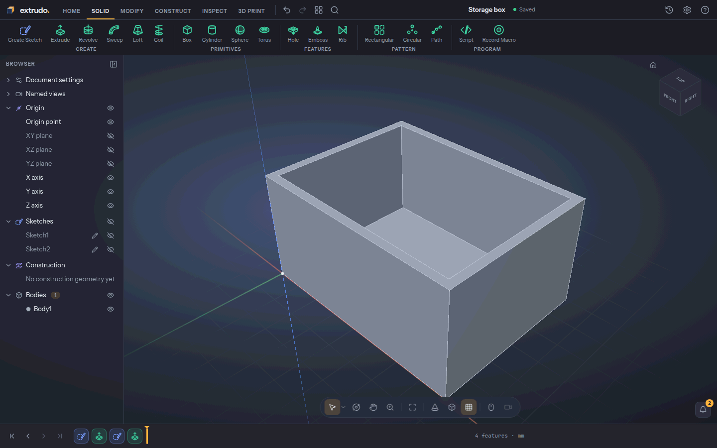 The box with its cavity cut out