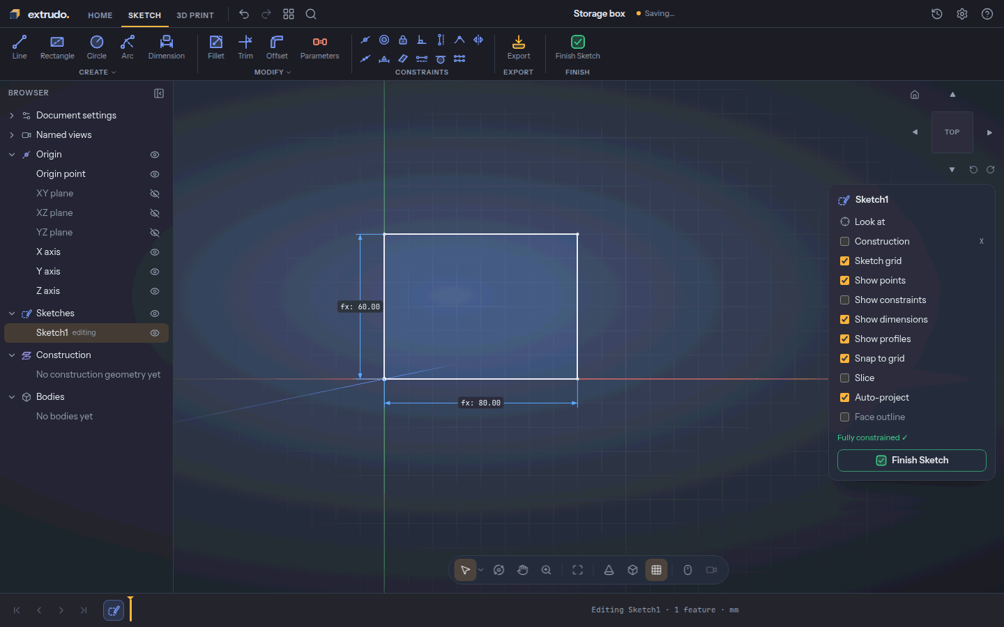The base dimensioned by width and depth